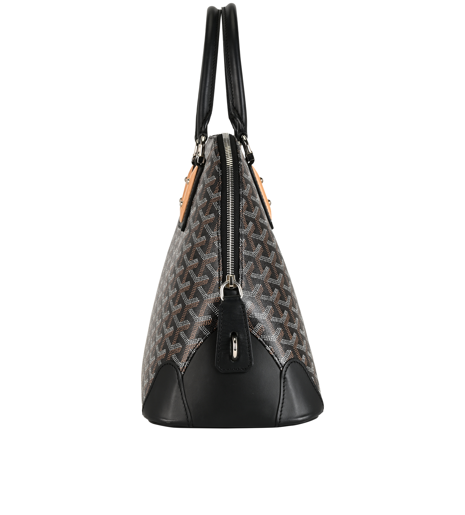 Top Handle Bag, &pound;1,800, Handbags, Black, Canvas/Leather, Side view